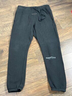ESSENTIALS FEAR OF GOD Men's Fleece Sweatpants in Washed Black Sz M EUC
